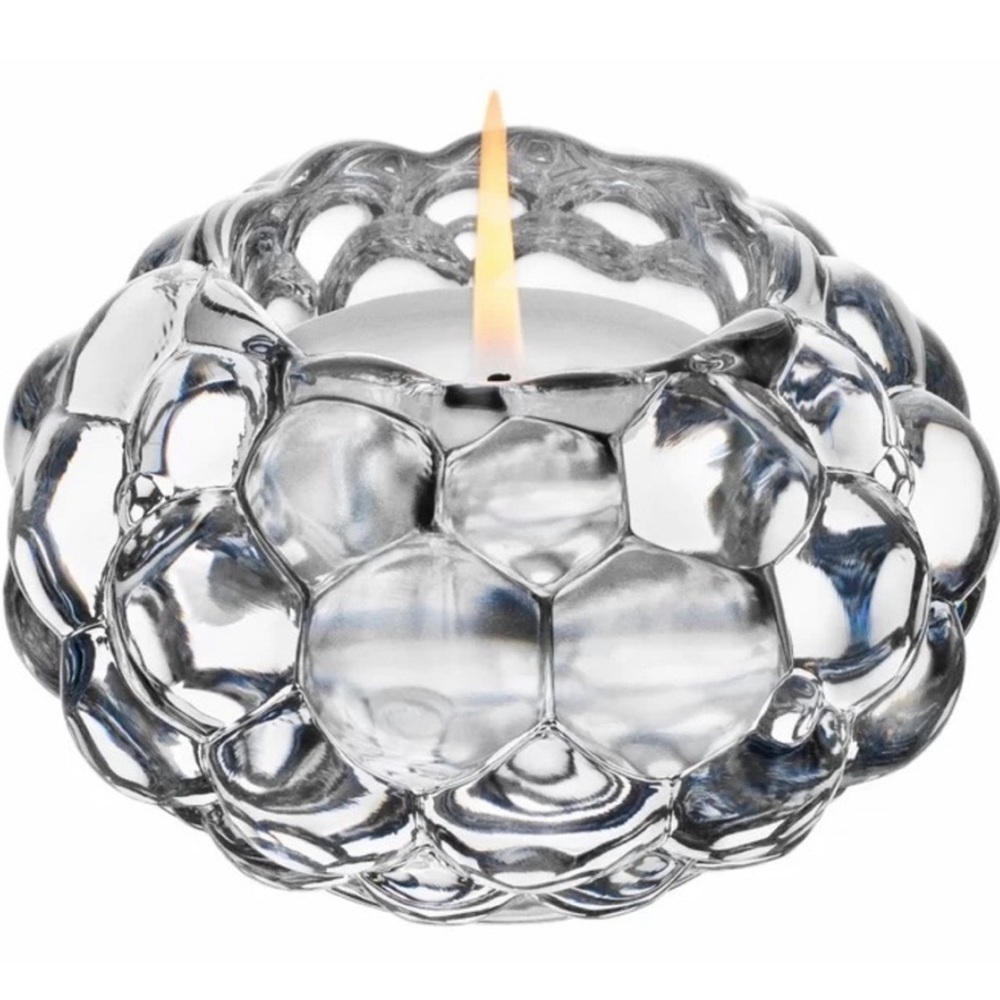 Orrefors Raspberry Hallon Bubble crystal candle holder candlestick Anne Nilsson
